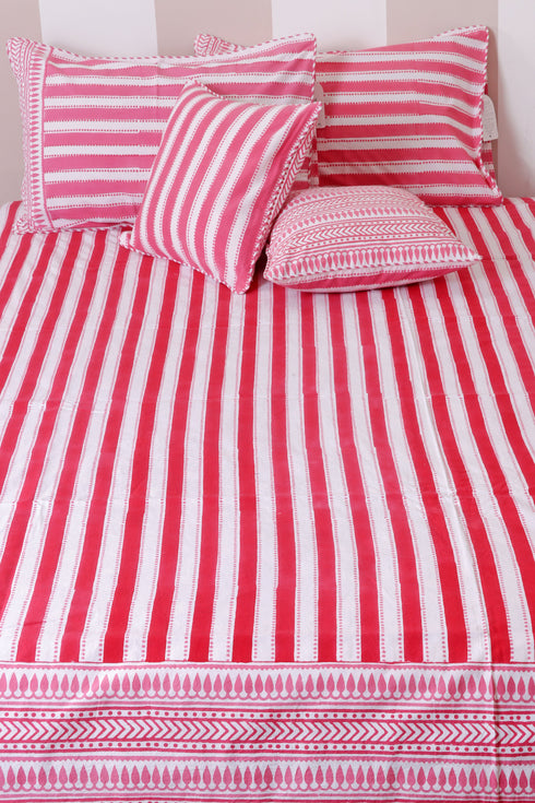 40s Cotton Pillow Cover in Block Print