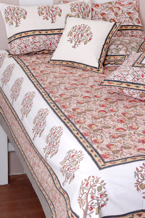 40s Cotton Pillow Cover in Block Print