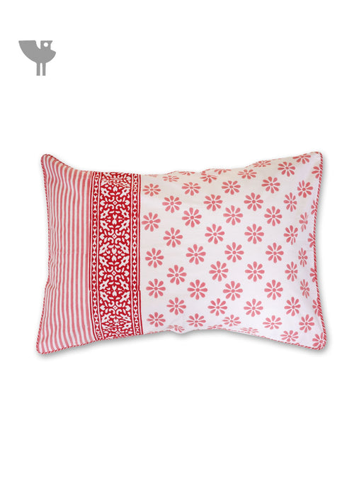 40s Cotton Pillow Cover in Block Print