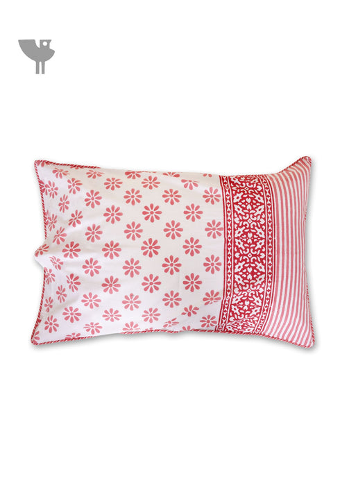40s Cotton Pillow Cover in Block Print