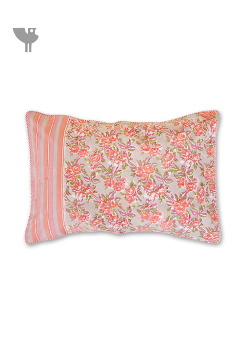 40s Cotton Pillow Cover in Block Print