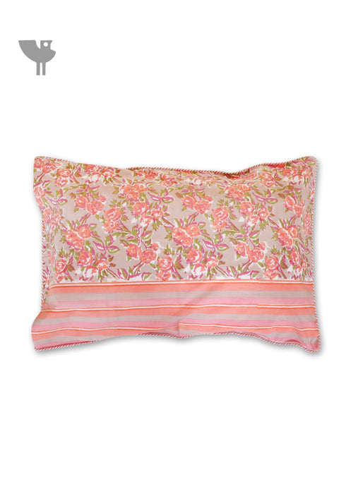 40s Cotton Pillow Cover in Block Print