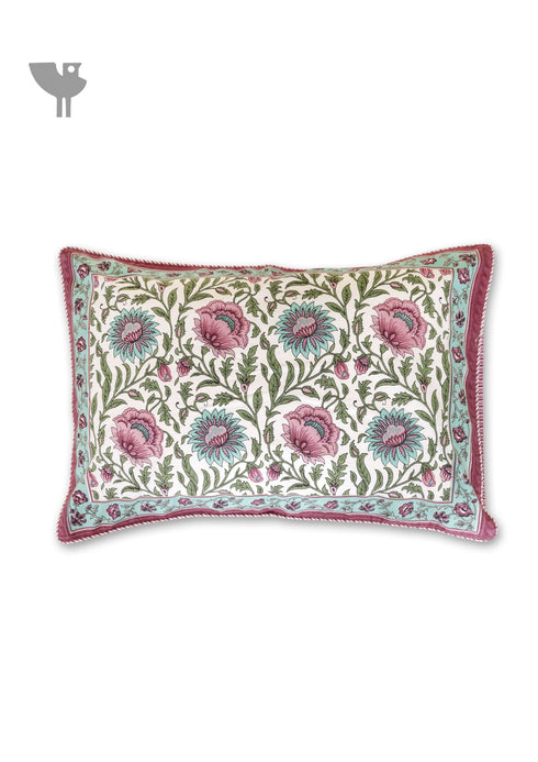 40s Cotton Pillow Cover in Floral Print