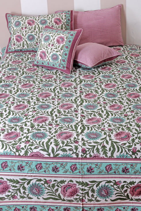 40s Cotton Pillow Cover in Floral Print