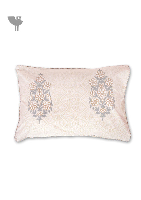 40s Cotton Pillow Cover in Floral Block Print