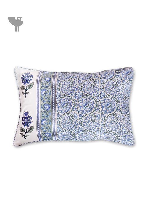 40s Cotton Pillow Cover in Floral Block Print