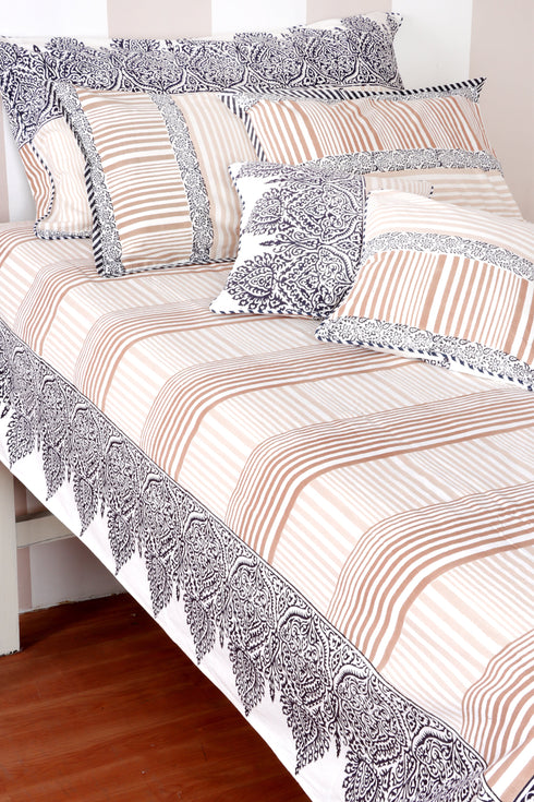 40s Cotton Pillow Cover in Block Print