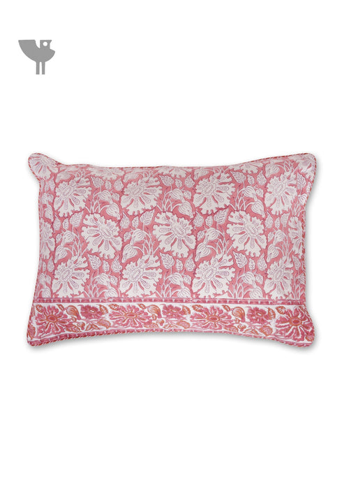 40s Cotton Pillow Cover in Floral Block Print