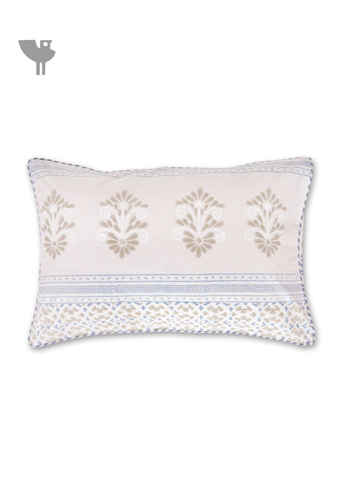 40s Cotton Pillow Cover in Block Print