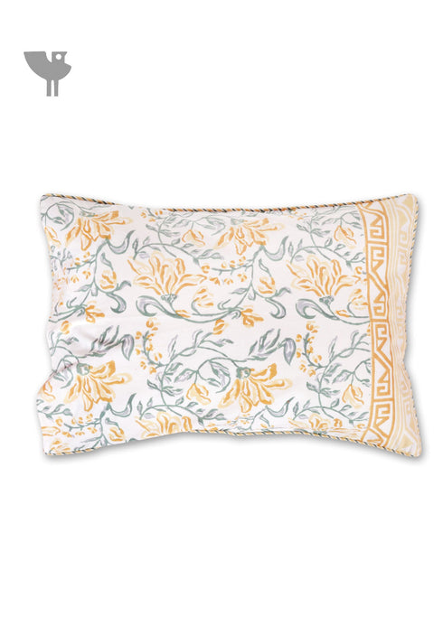 40s Cotton Pillow Cover in Floral Block Print