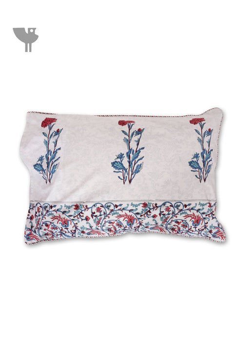 40s Cotton Pillow Cover in Floral Block Print