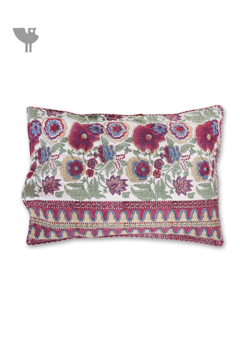 40s Cotton Pillow Cover in Block Print