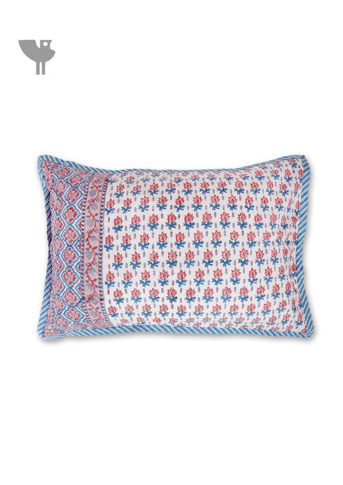 40s Cotton Pillow Cover in Floral Block Print