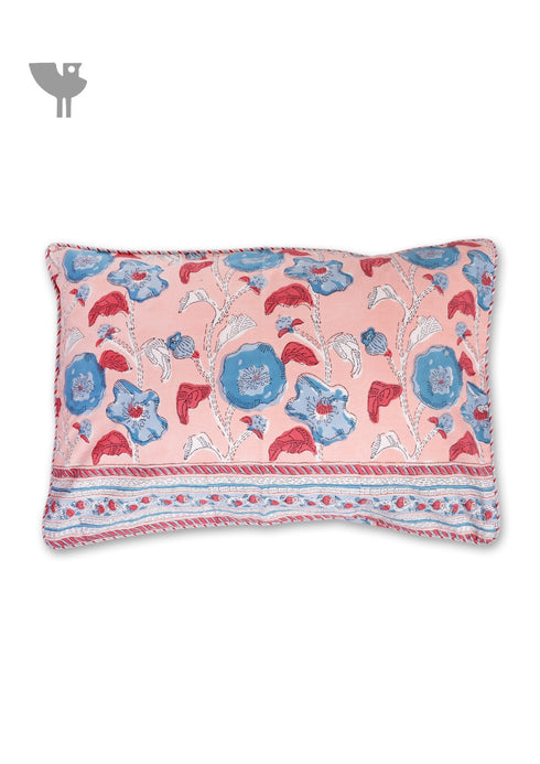 40s Cotton Pillow Cover in Floral Block Print