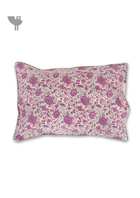 40s Cotton Pillow Cover in Floral Block Print