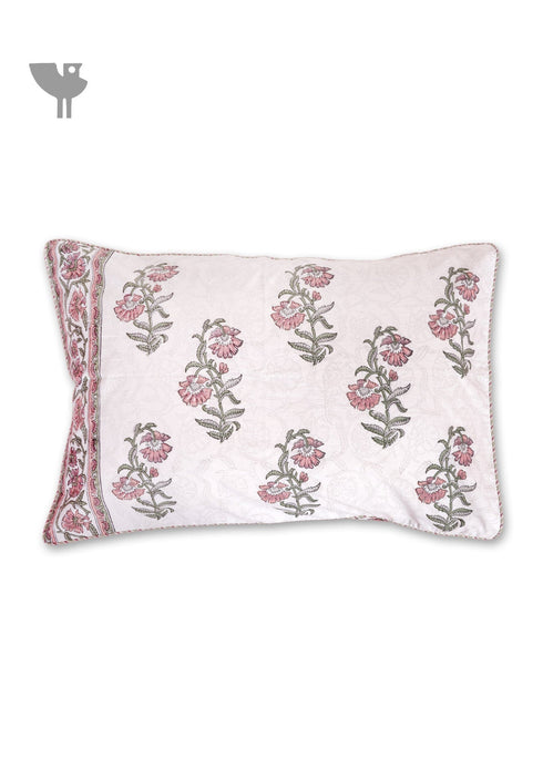 40s Cotton Pillow Cover in Floral Block Print