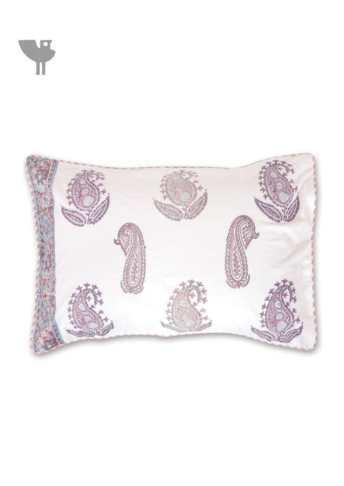 40s Cotton Pillow Cover in Block Print