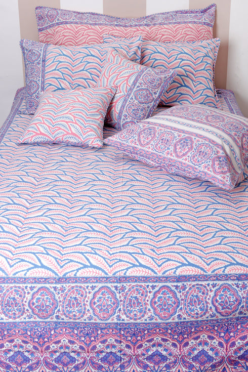 40s Cotton Pillow Cover in Block Print