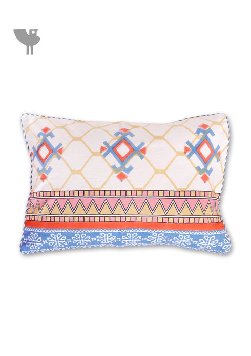 40s Cotton Pillow Cover in Block Print