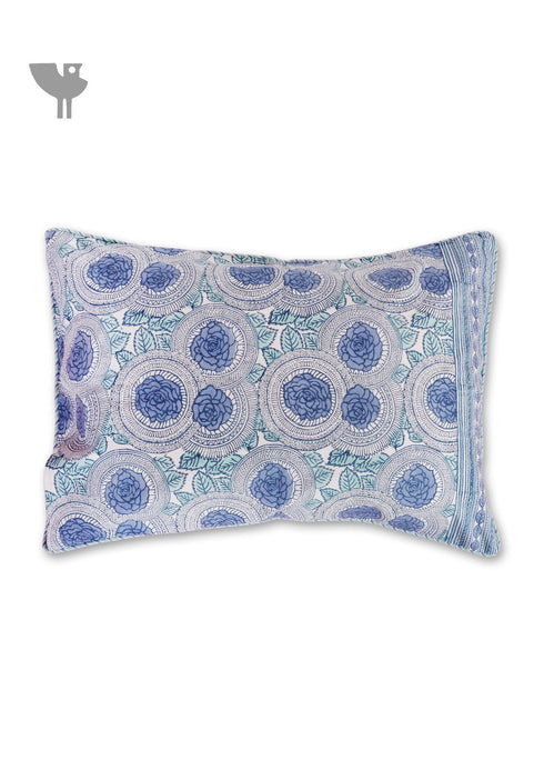 40s Cotton Pillow Cover in Floral Block Print