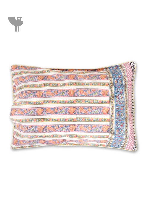 40s Cotton Pillow Cover in Floral Block Print