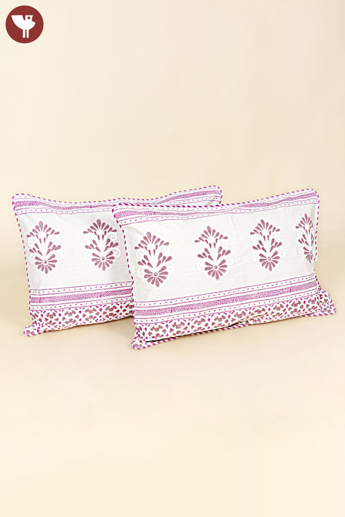 40s Cotton Pillow Cover in Floral Block Print