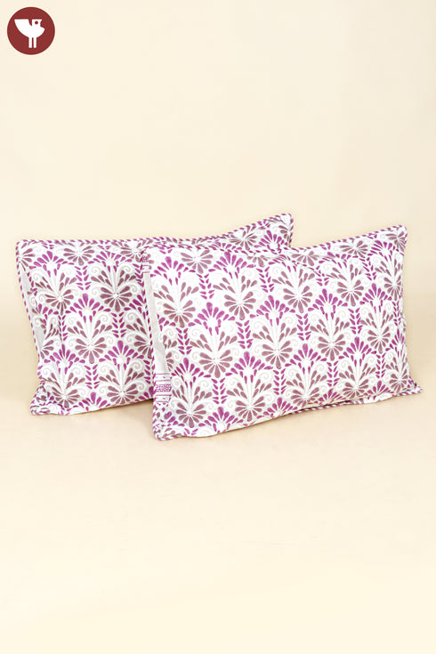 40s Cotton Pillow Cover in Floral Block Print