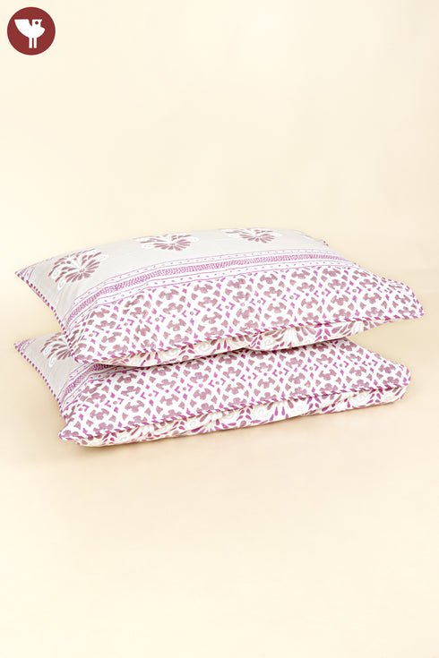 40s Cotton Pillow Cover in Floral Block Print