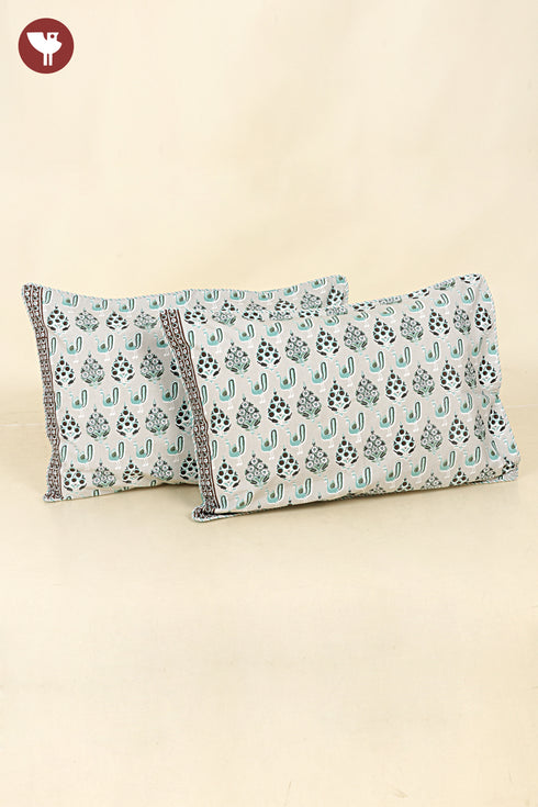 40s Cotton Pillow Cover in Block Print