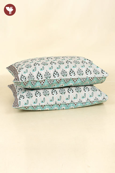 40s Cotton Pillow Cover in Block Print