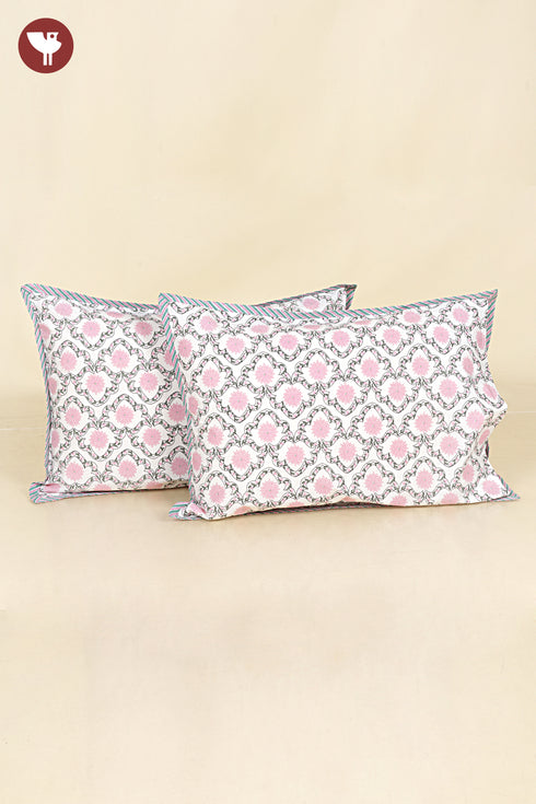 40s Cotton Pillow Cover in Floral Block Print