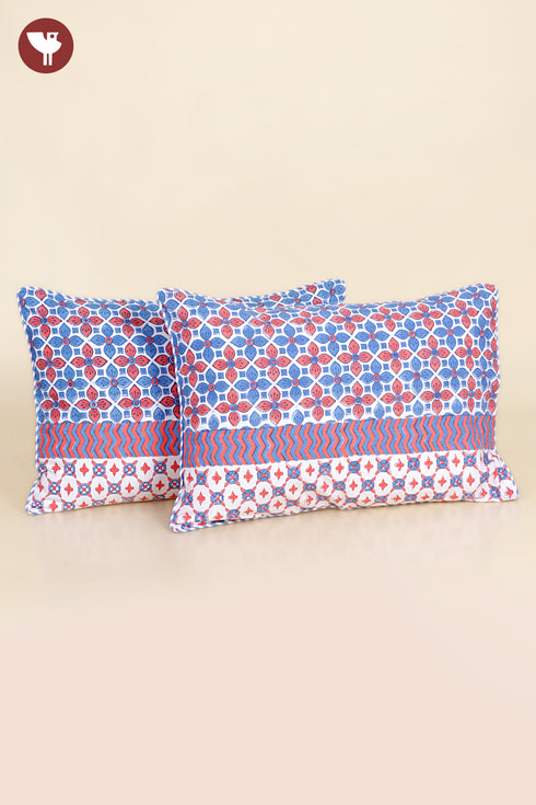 40s Cotton Pillow Cover in Geometric Block Print