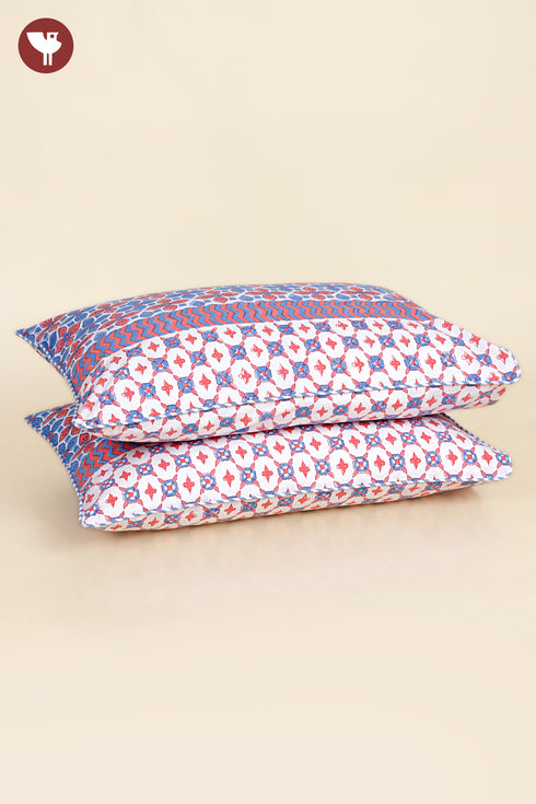 40s Cotton Pillow Cover in Geometric Block Print