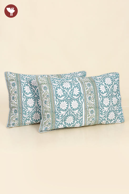 40s Cotton Pillow Cover in Block Print