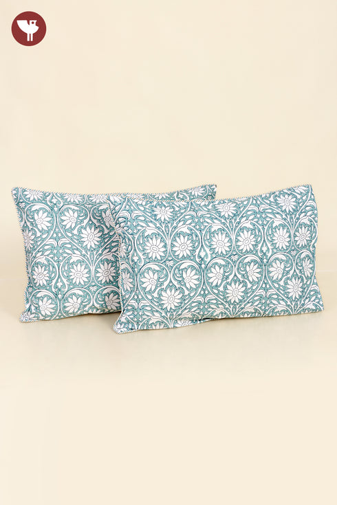 40s Cotton Pillow Cover in Block Print