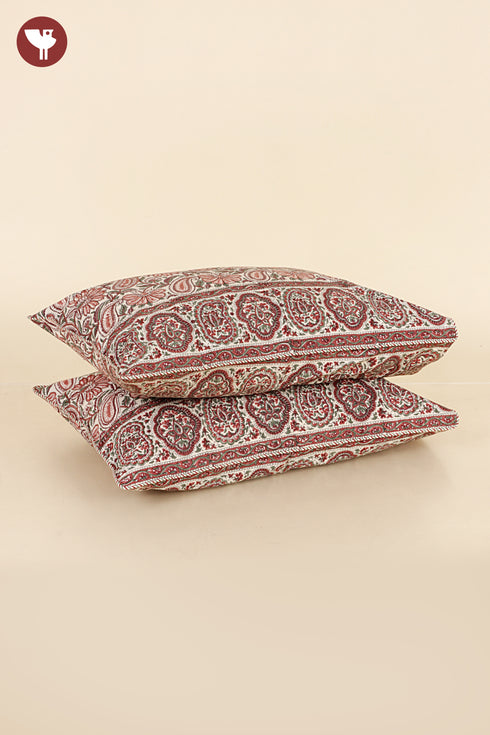 40s Cotton Pillow Cover in Floral Block Print