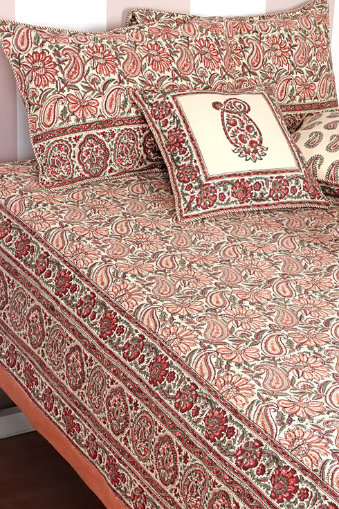 40s Cotton Pillow Cover in Floral Block Print