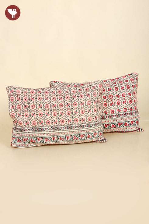 40s Cotton Pillow Cover in Floral Print