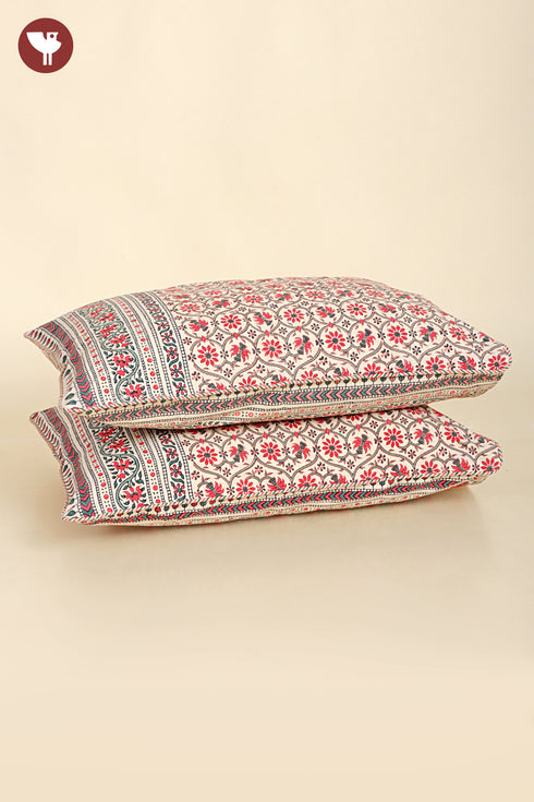 40s Cotton Pillow Cover in Floral Print