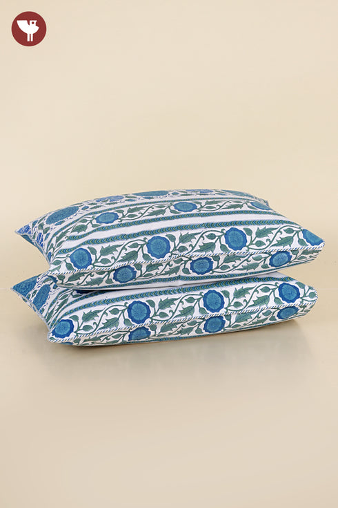 40s Cotton Pillow Cover in Floral Print