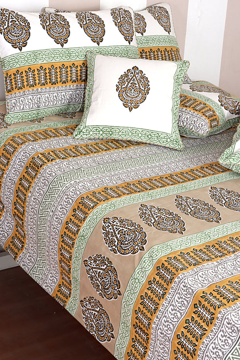 40s Cotton Pillow Cover in Geometric Block Print
