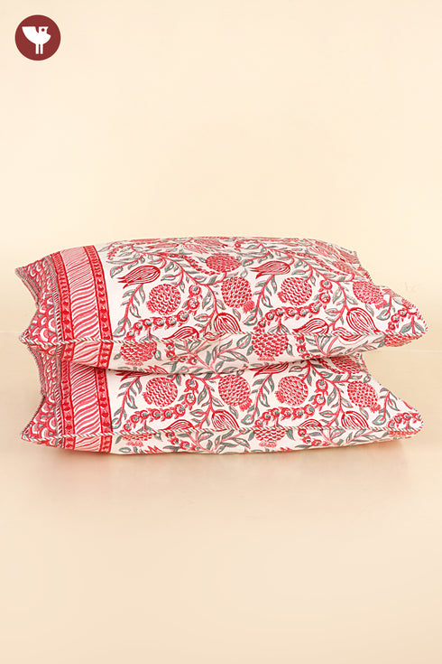 40s Cotton Pillow Cover in Floral Block Print