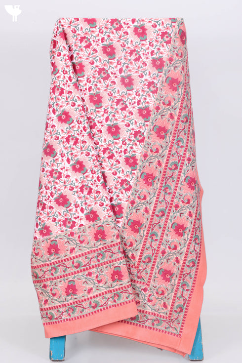 20s Cotton KING SIZE Bed Cover In Floral Block Print