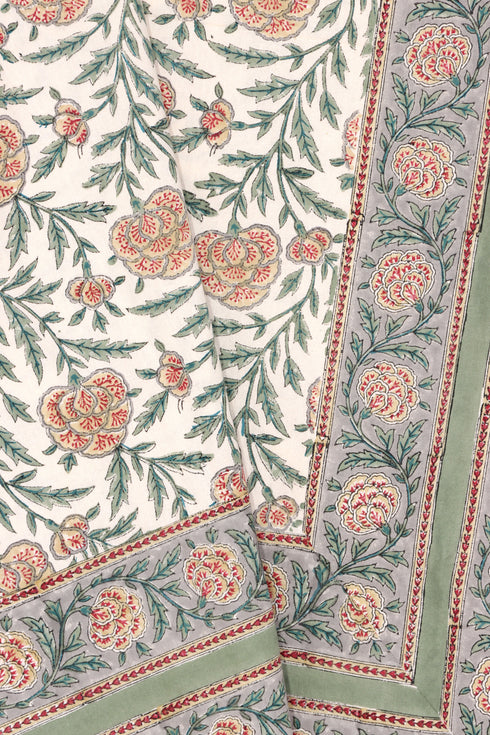 20s Cotton KING SIZE Bed Cover in Block Print