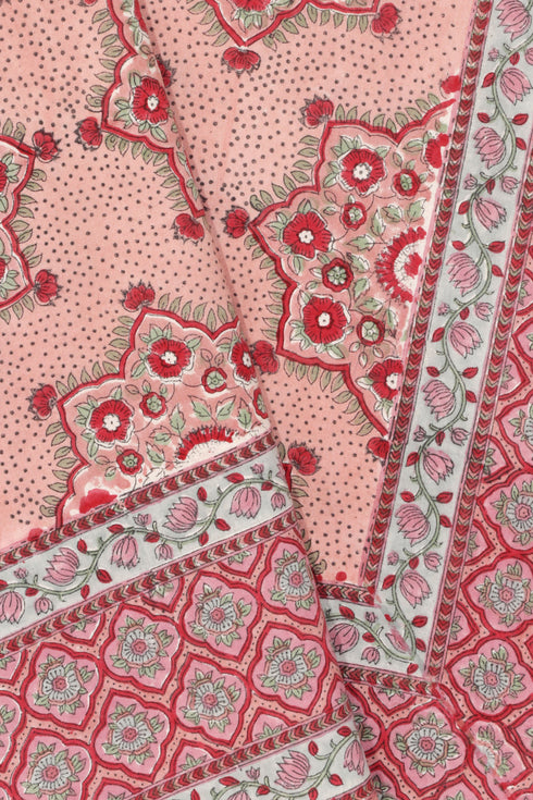 20s Cotton KING SIZE Bed Cover in Block Print