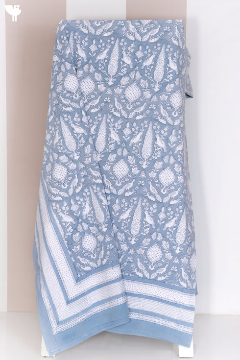 20s Cotton KING SIZE Bed Cover In Block Print