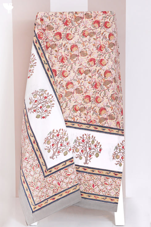 20s Cotton KING SIZE Bed Cover In Block Print