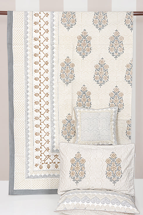20s Cotton Bed Cover in Block Print