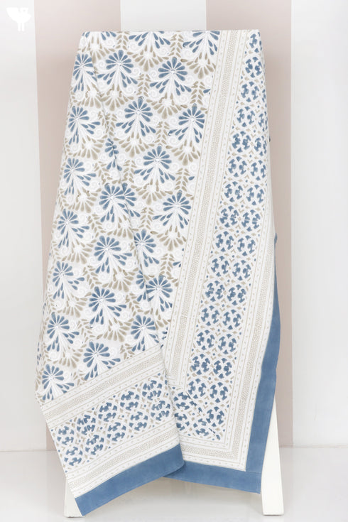 20s Cotton KING SIZE Bed Cover in Block Print