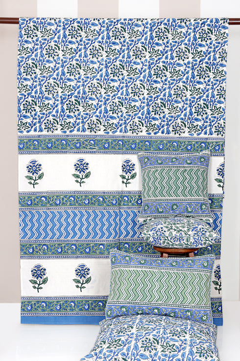 20s Cotton KING SIZE Bed Cover In Block Print